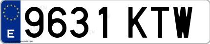 Ejemplo de matrícula española 9631 KTW