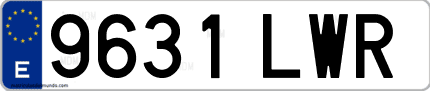 Ejemplo de matrícula de coche ordinaria 9631 LWR