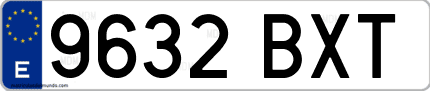 Ejemplo de matrícula de coche ordinaria 9632 BXT