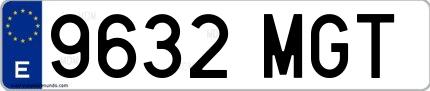 Ejemplo de matrícula española 9632 MGT