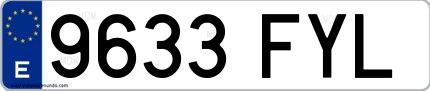 Ejemplo de matrícula española 9633 FYL