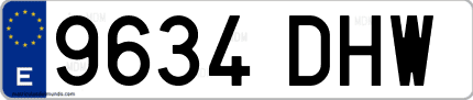 Ejemplo de matrícula de coche ordinaria 9634 DHW