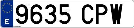 Ejemplo de matrícula de coche ordinaria 9635 CPW