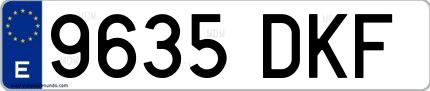 Ejemplo de matrícula española 9635 DKF