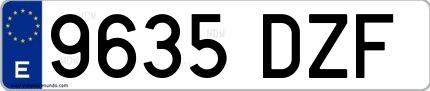Ejemplo de matrícula española 9635 DZF