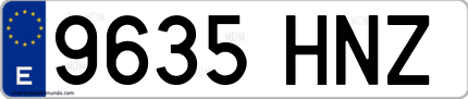 Ejemplo de matrícula de coche ordinaria 9635 HNZ
