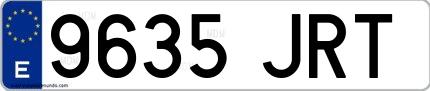 Ejemplo de matrícula española 9635 JRT