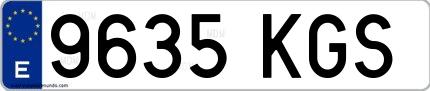 Ejemplo de matrícula española 9635 KGS
