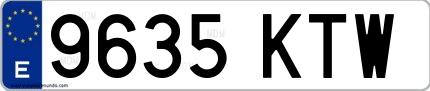 Ejemplo de matrícula española 9635 KTW