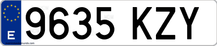 Ejemplo de matrícula de coche ordinaria 9635 KZY