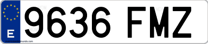Ejemplo de matrícula de coche ordinaria 9636 FMZ