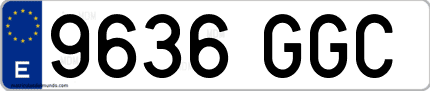 Ejemplo de matrícula de coche ordinaria 9636 GGC
