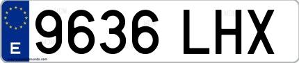 Ejemplo de matrícula de coche ordinaria 9636 LHX