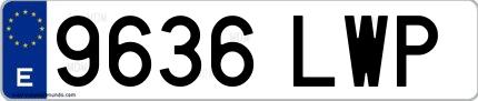 Ejemplo de matrícula española 9636 LWP