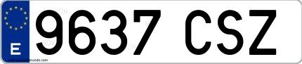 Ejemplo de matrícula española 9637 CSZ