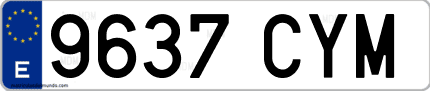 Ejemplo de matrícula de coche ordinaria 9637 CYM