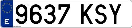 Ejemplo de matrícula española 9637 KSY