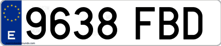 Ejemplo de matrícula de coche ordinaria 9638 FBD