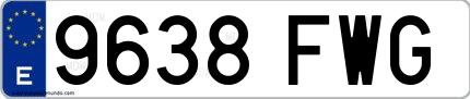 Ejemplo de matrícula española 9638 FWG