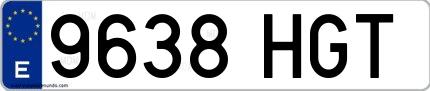 Ejemplo de matrícula española 9638 HGT