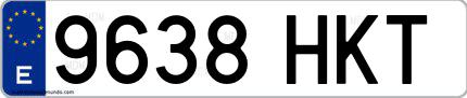 Ejemplo de matrícula española 9638 HKT