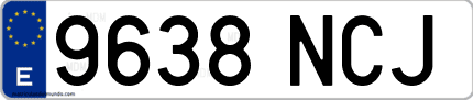 Ejemplo de matrícula de coche ordinaria 9638 NCJ
