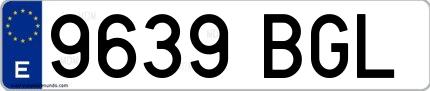 Ejemplo de matrícula española 9639 BGL