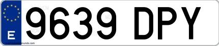 Ejemplo de matrícula española 9639 DPY