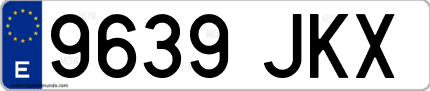 Ejemplo de matrícula de coche ordinaria 9639 JKX