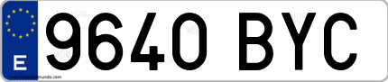 Ejemplo de matrícula de coche ordinaria 9640 BYC
