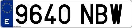 Ejemplo de matrícula española 9640 NBW