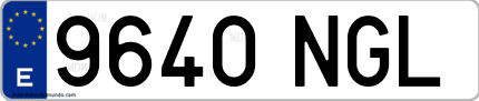 Ejemplo de matrícula de coche ordinaria 9640 NGL
