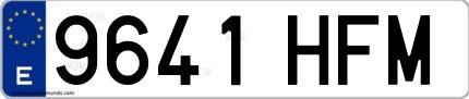 Ejemplo de matrícula española 9641 HFM