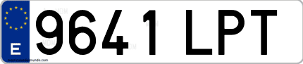 Ejemplo de matrícula de coche ordinaria 9641 LPT