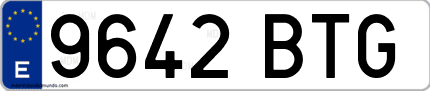 Ejemplo de matrícula de coche ordinaria 9642 BTG
