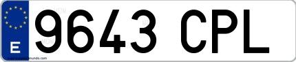 Ejemplo de matrícula española 9643 CPL