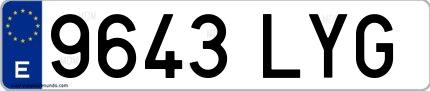 Ejemplo de matrícula de coche ordinaria 9643 LYG