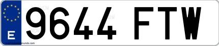 Ejemplo de matrícula española 9644 FTW