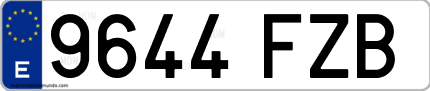 Ejemplo de matrícula de coche ordinaria 9644 FZB