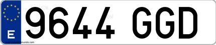 Ejemplo de matrícula española 9644 GGD