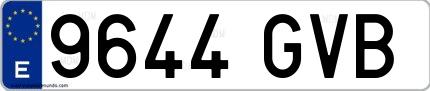 Ejemplo de matrícula española 9644 GVB