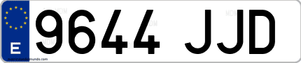 Ejemplo de matrícula de coche ordinaria 9644 JJD