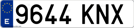 Ejemplo de matrícula de coche ordinaria 9644 KNX