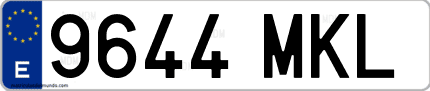 Ejemplo de matrícula de coche ordinaria 9644 MKL