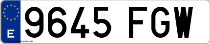 Ejemplo de matrícula de coche ordinaria 9645 FGW