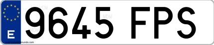 Ejemplo de matrícula española 9645 FPS