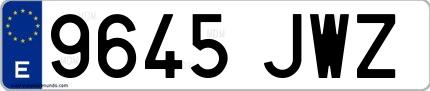 Ejemplo de matrícula española 9645 JWZ