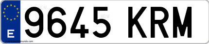 Ejemplo de matrícula de coche ordinaria 9645 KRM