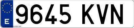Ejemplo de matrícula de coche ordinaria 9645 KVN