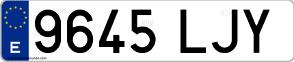 Ejemplo de matrícula de coche ordinaria 9645 LJY